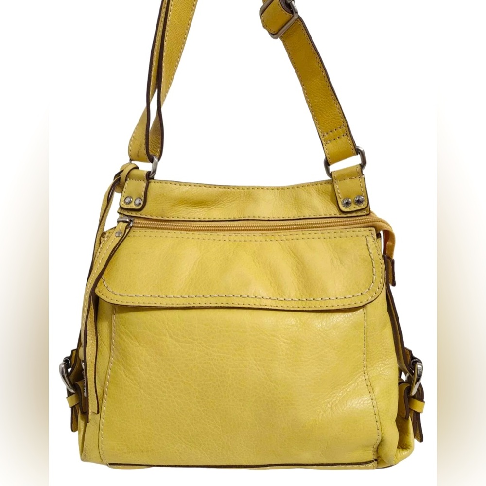Fossil Vintage Yellow Leather Crossbody Bag Shoulderbag Organizer Sling Bag EUC